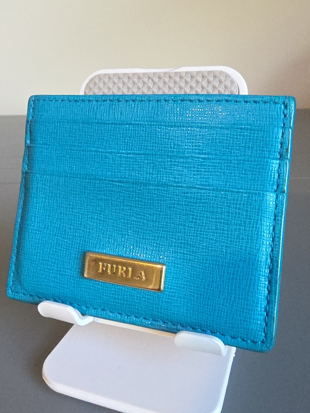 Furla Teal Card Wallet - Slim Leather Cardholder